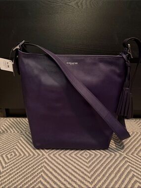 Coach Deep Purple Leather Crossbody with Tassel